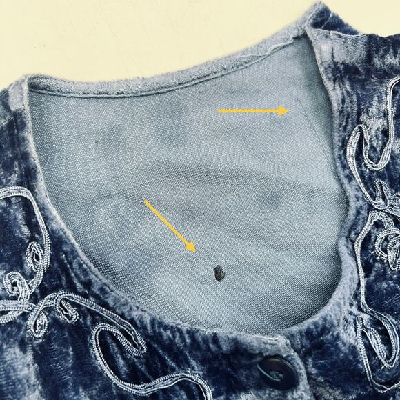 Vintage Velvet Midi Tiered Dress Blue Tie Dye Whimsical - Picture 4 of 9